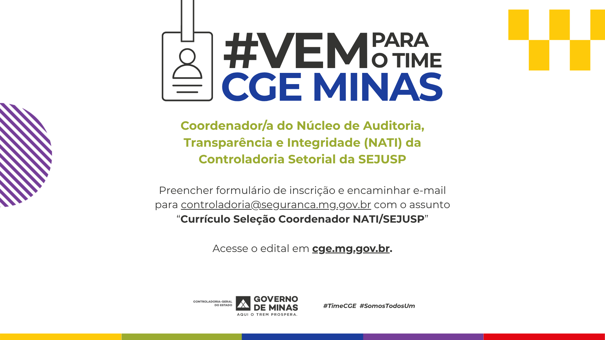 Controladoria Setorial da SEJUSP abre seleção para coordenador(a) do Núcleo de Auditoria, Transparência e Integridade